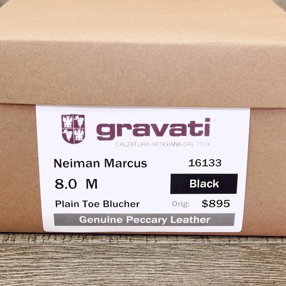 $895 GRAVATI Neiman Marcus 8 M Genuine PECCARY Black 16133 * add $15 new Trees main image 9